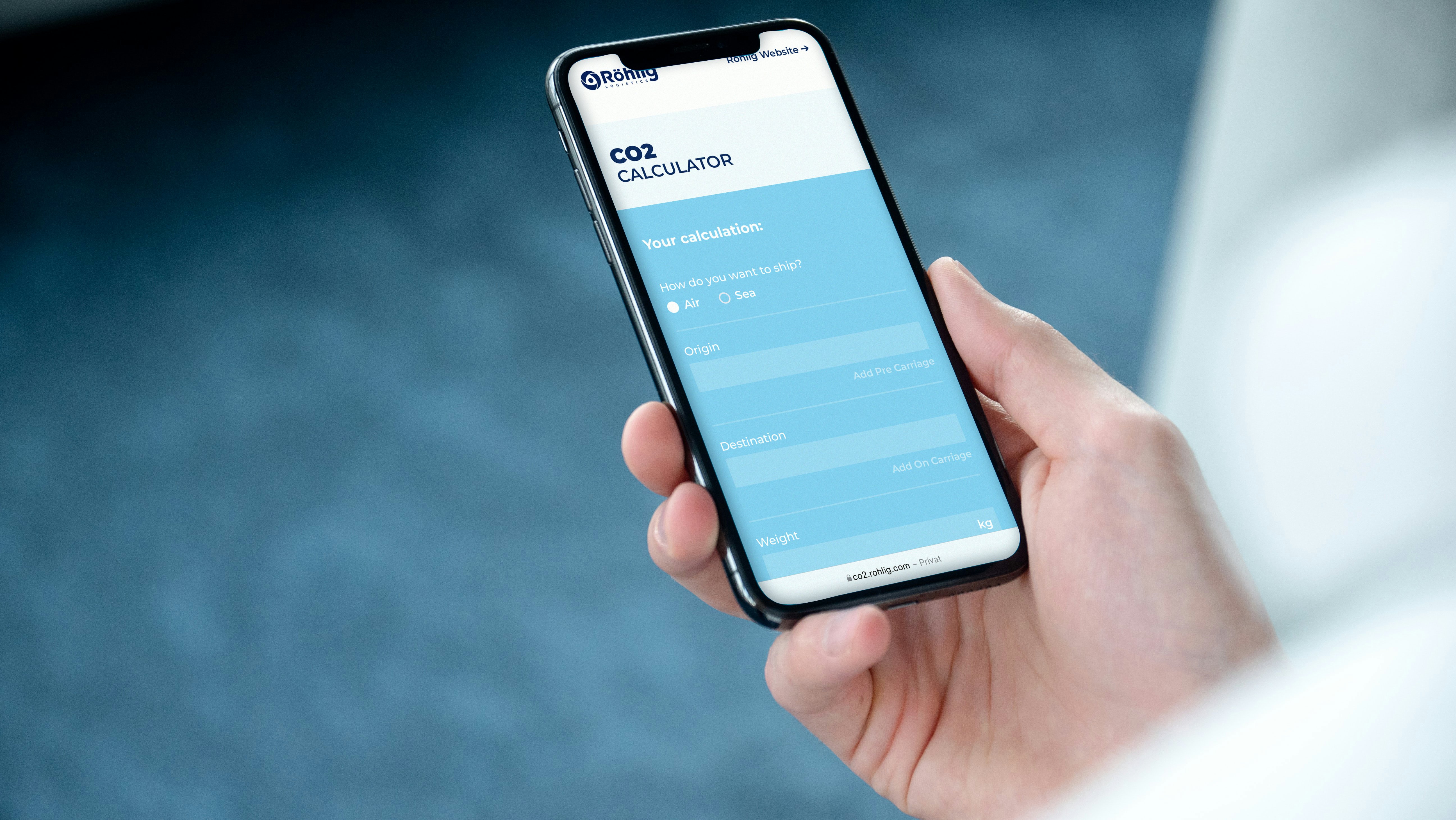 Image of the phone with the CO2-page open